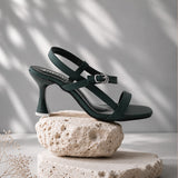 Dark Green Ankle Strap Sandals