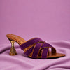 Purple Velvet Criss-Cross Jewelled Heel