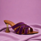 Purple Velvet Criss-Cross Jewelled Heel