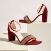 Maroon Ornamented Heels Sandal