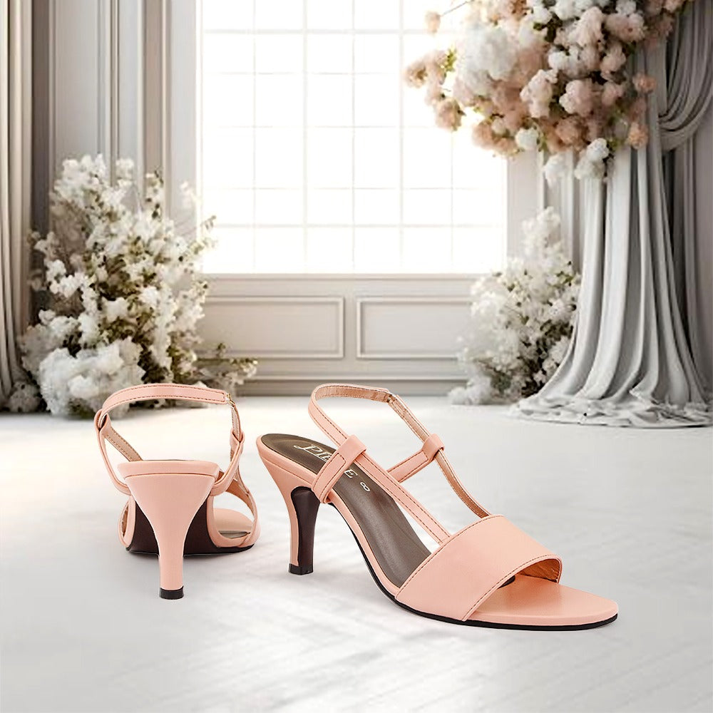 Peach Strappy French Heels