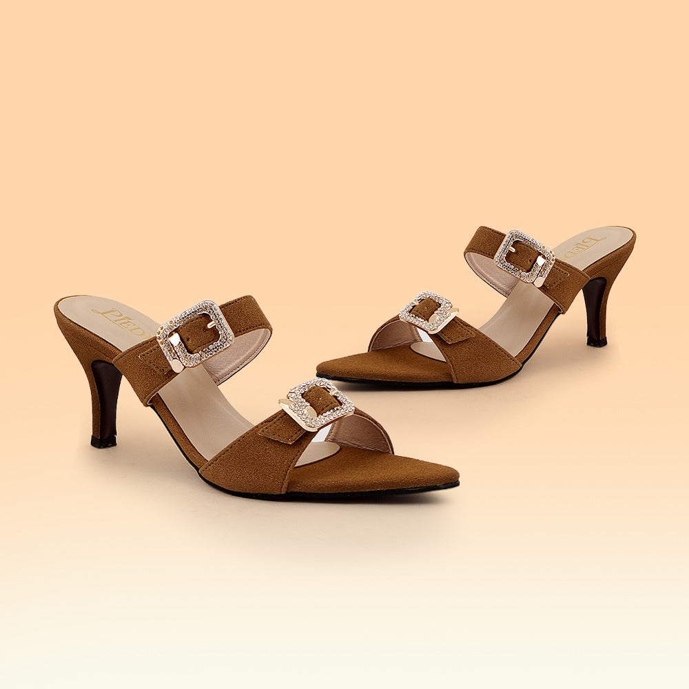 Copper Suede Buckle Heels