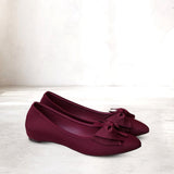 Maroon Bow Ballet Flat Pumps