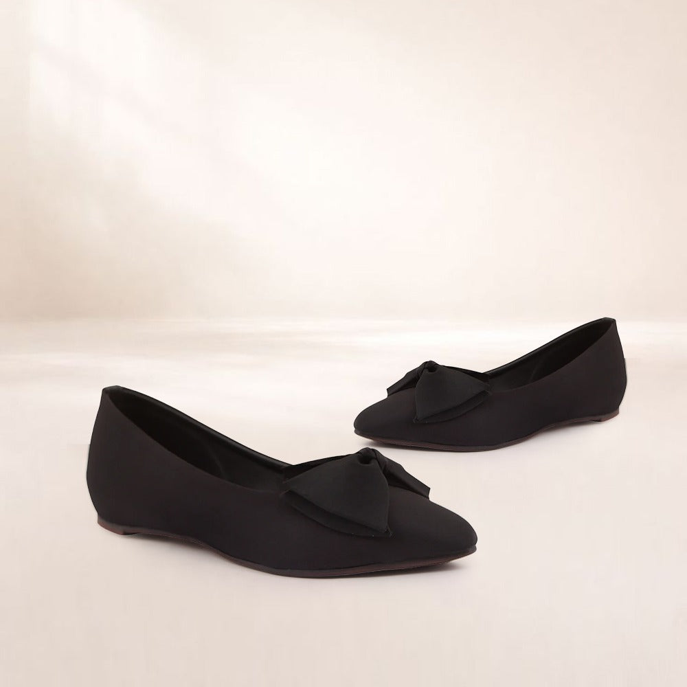 Black Bow Ballet Flat Pumps