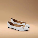 White Pointed Toe Slip-On Pumps