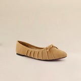 Cream Suede Flat Pumps