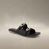 Black Double-Strap Flats