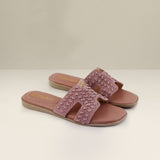 Dusty Pink Woven Strap Flats
