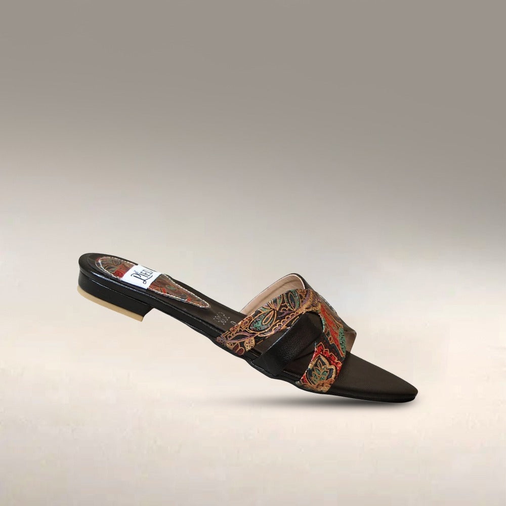 Black Cross Strap Flat