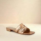 Peach Square-Toe Flats