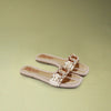 Beige Croc Chain-Strap Flats