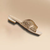 Golden Stone-Embellished Flats