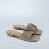 Grey Lace-Up Suede Flat