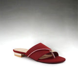 Maroon Stone-Embellished Toe-Loop Flat