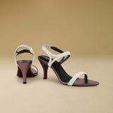 Grey White Strappy French Heel