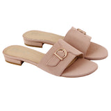 Beige D-Ring Buckle Flat