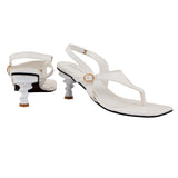 White Slingback Buckle Sandals
