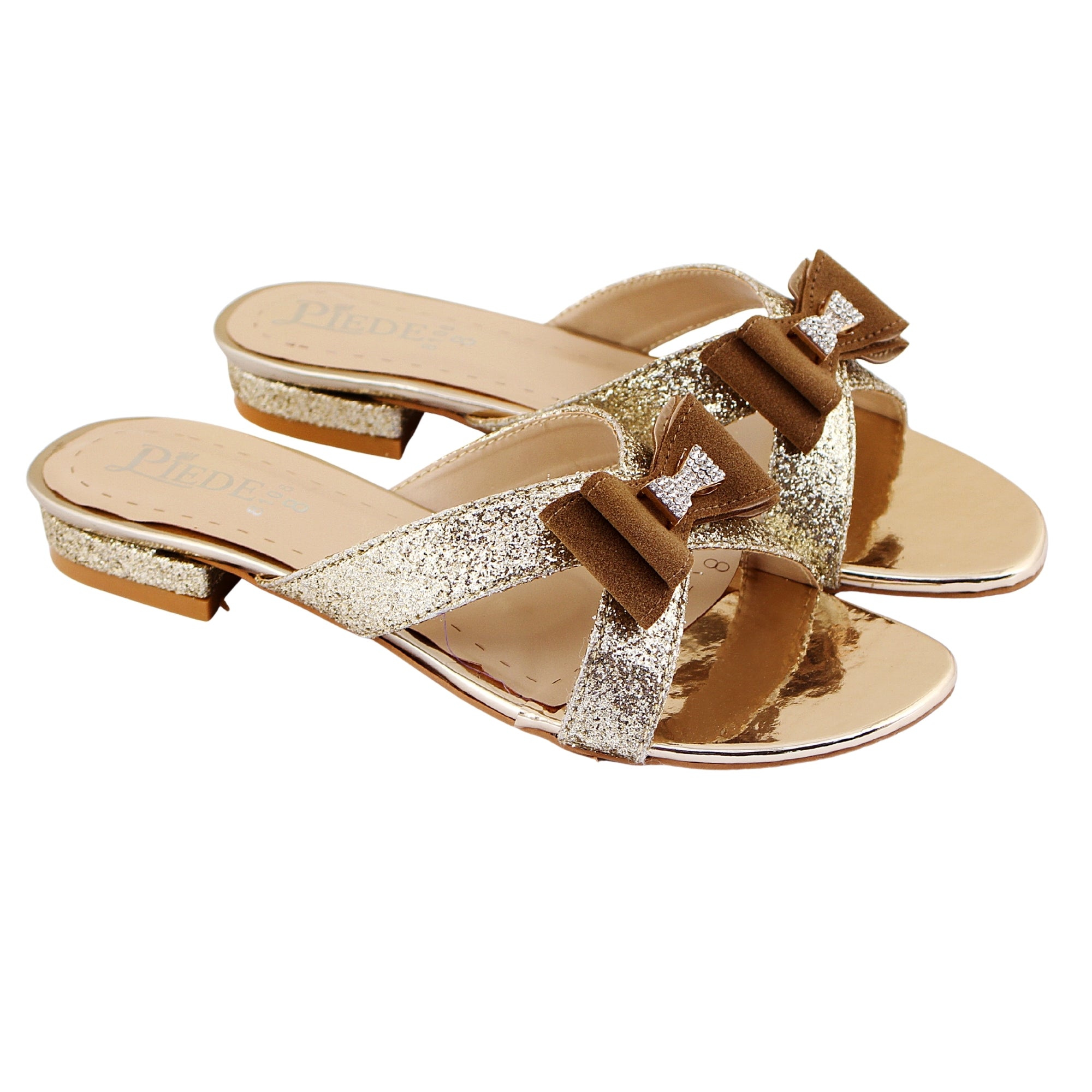 Golden Glitter Bow Flat