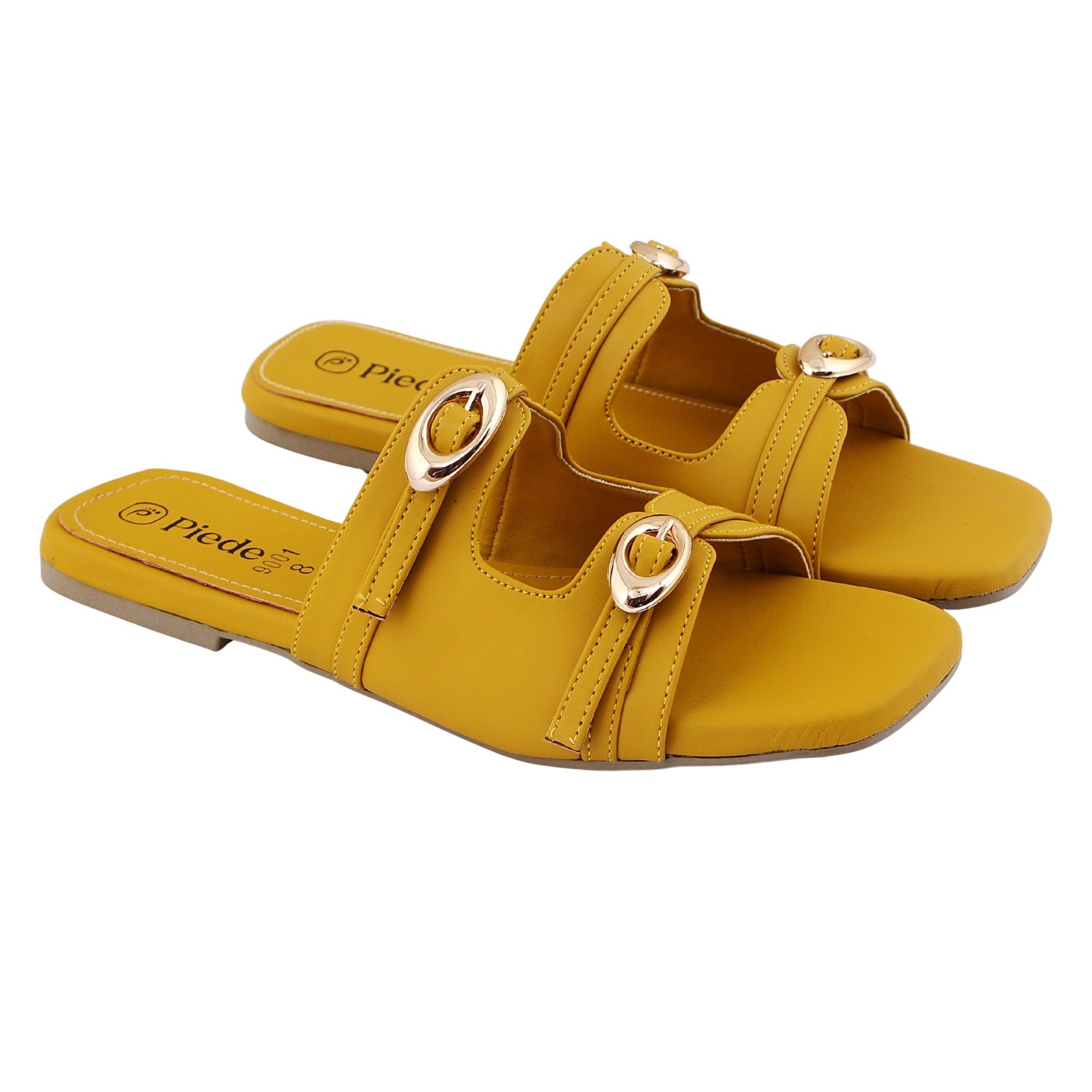 Yellow Double-Strap Flats