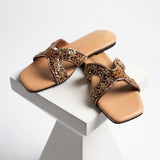 Maroon Embroidered Leather Flats