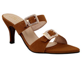 Copper Suede Buckle Heels