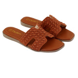 Earthy Brown Woven Strap Flats