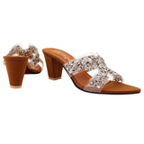 Mustard Stone-Embellished Heels