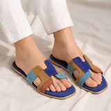 Blue Colorblock Suede Slide