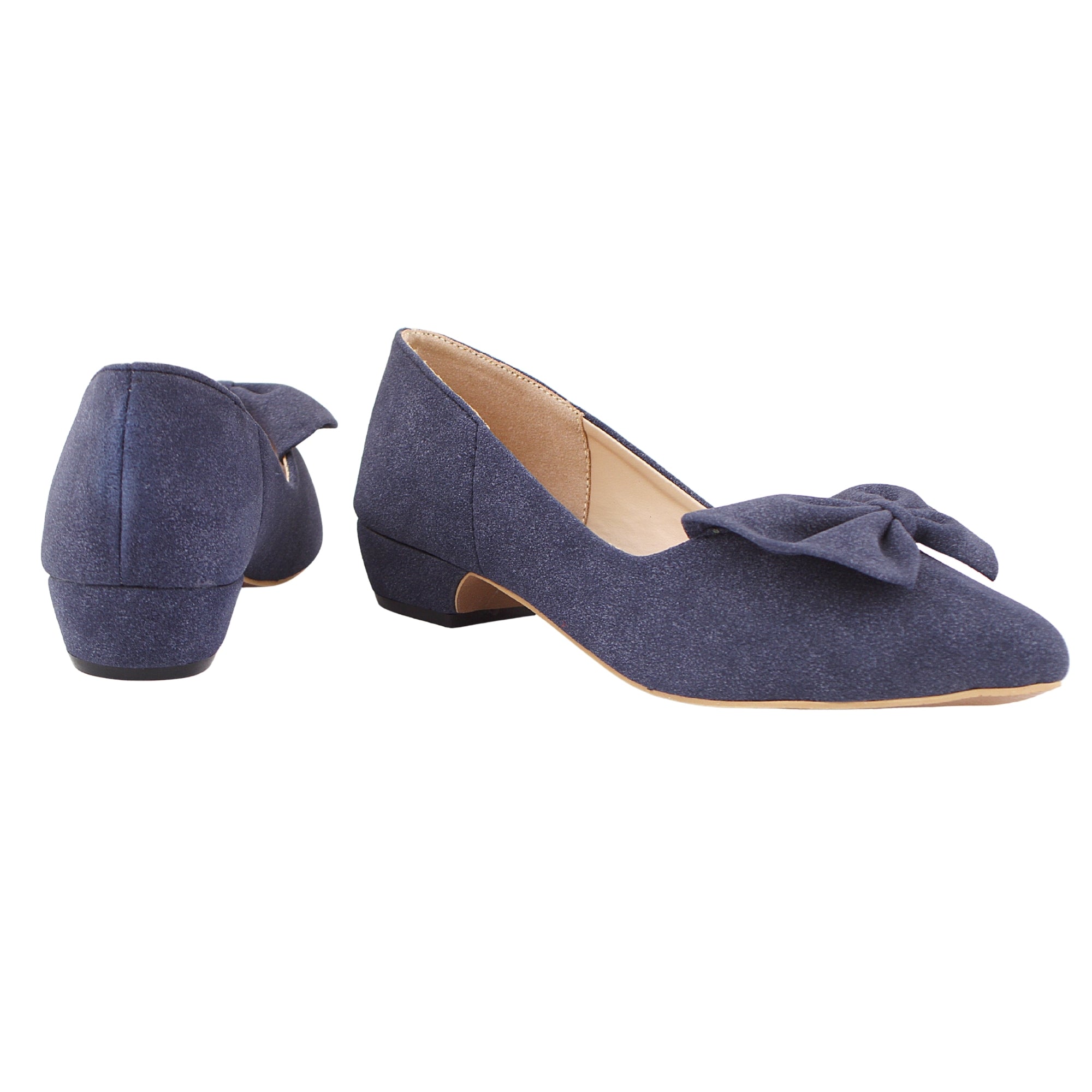 Blue Suede Bow Pumps