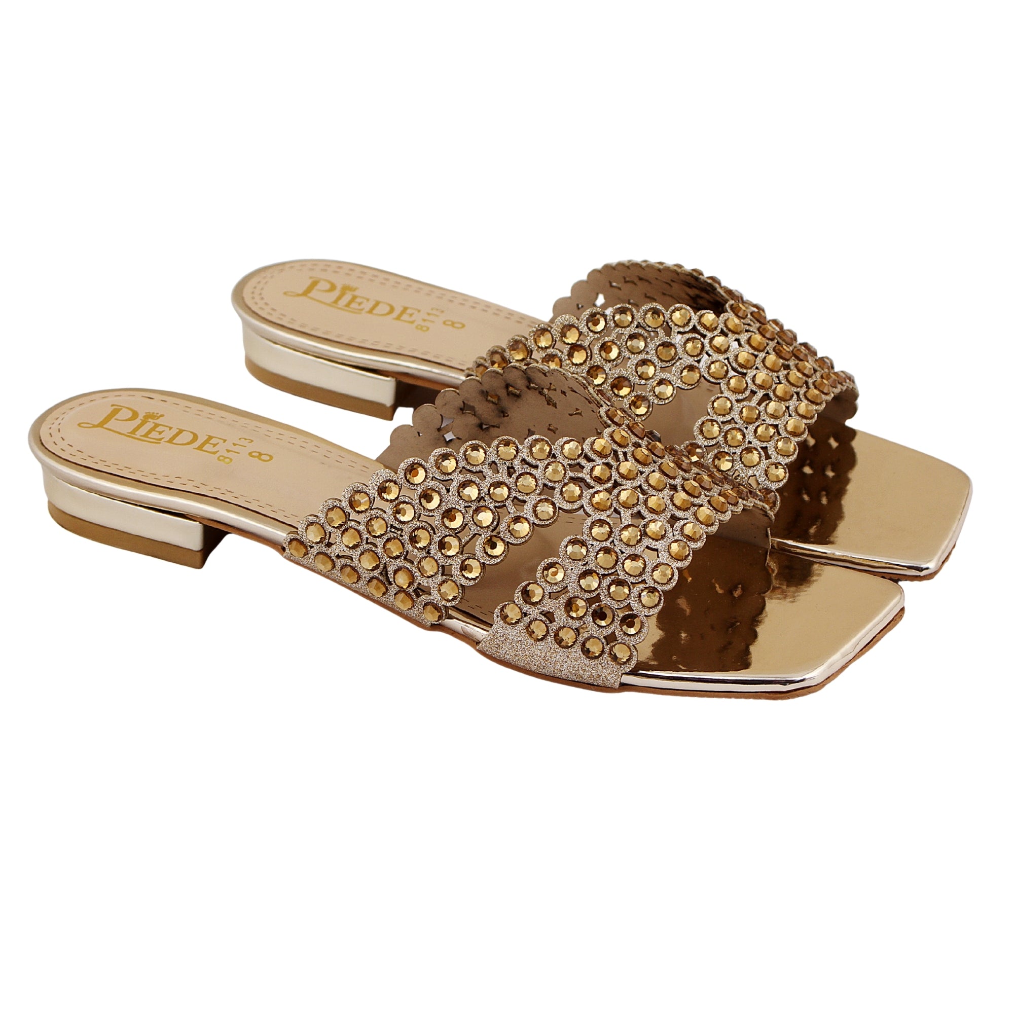 Golden Stone-Embellished Flats