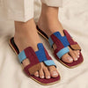 Maroon Colorblock Suede Slide