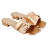 Peach Square-Toe Flats