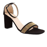 Black Ornamented Heels Sandal