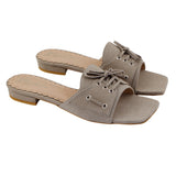 Grey Lace-Up Suede Flat
