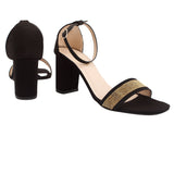 Black Ornamented Heels Sandal