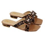 Brown Leopard Print Bow Flat
