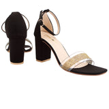 Black Embellishment Heels Sandal