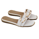 White Buckle-Strap Open-Toe