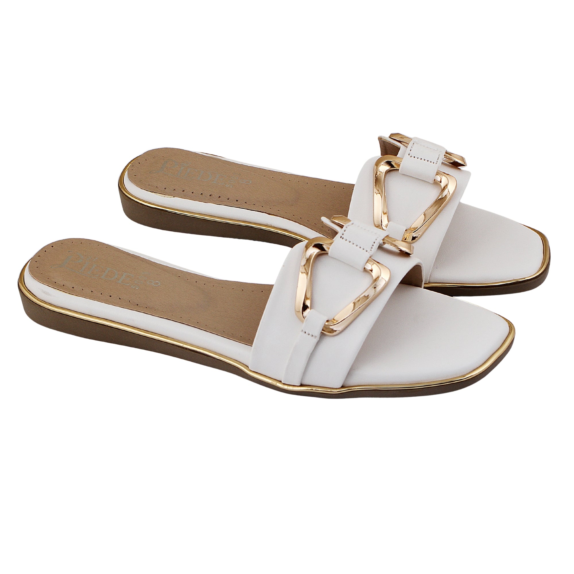 White Buckle-Strap Open-Toe