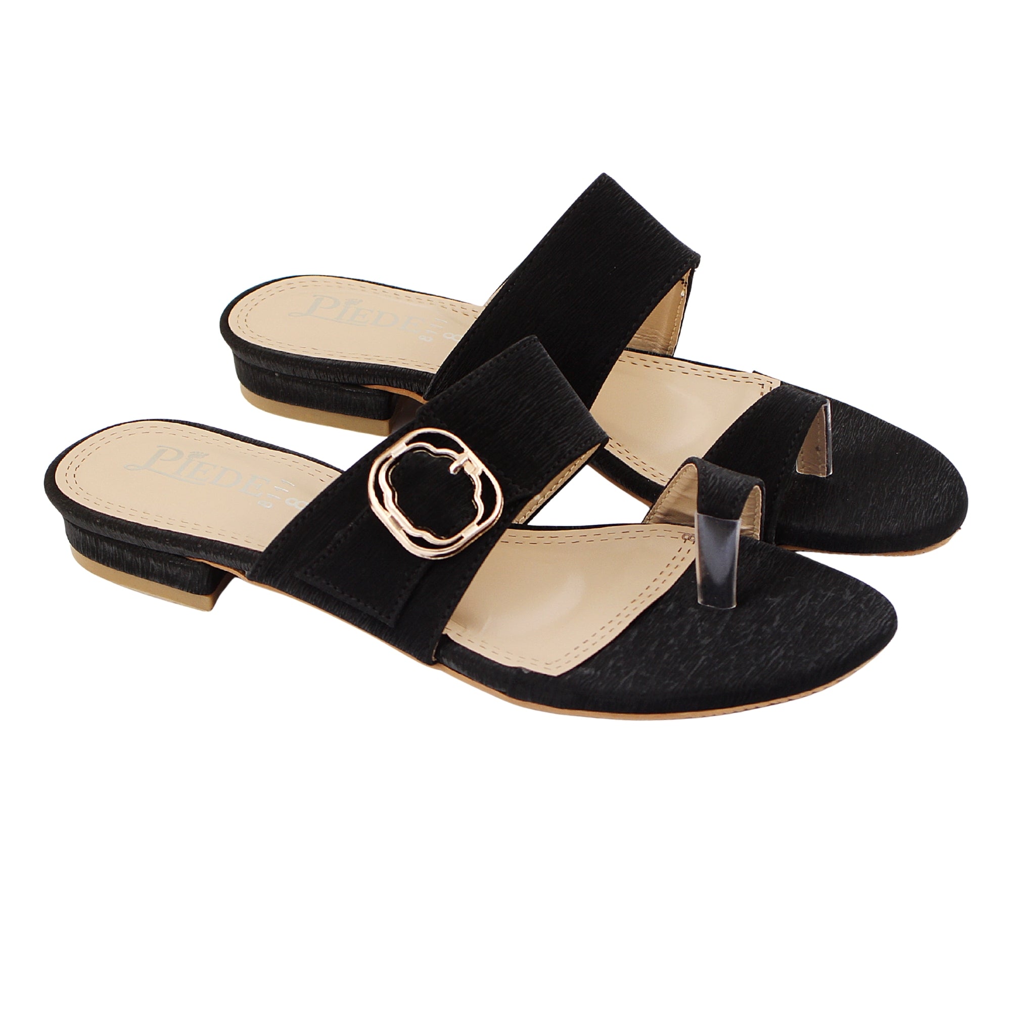 Black Toe Loop Flats