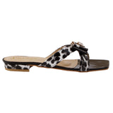 Black Leopard Print Bow Flat