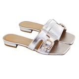 Silver Square-Toe Flats