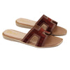 Brown Textured H-Strap Flat