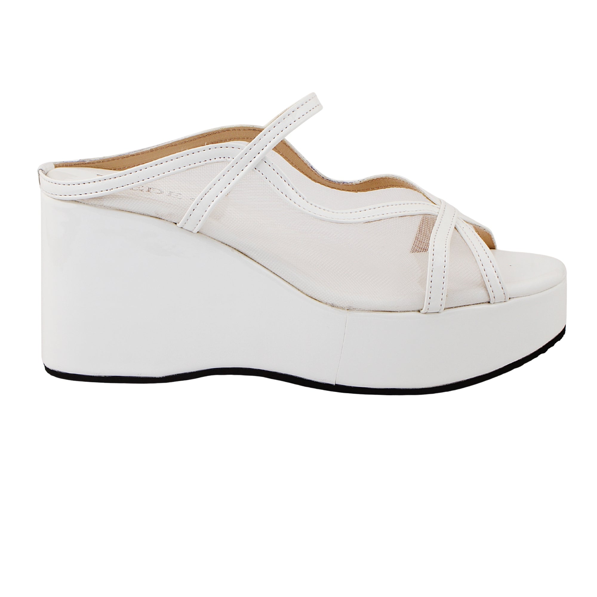 White Noir Mesh Wedges