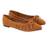 Brown Suede Flat Pumps