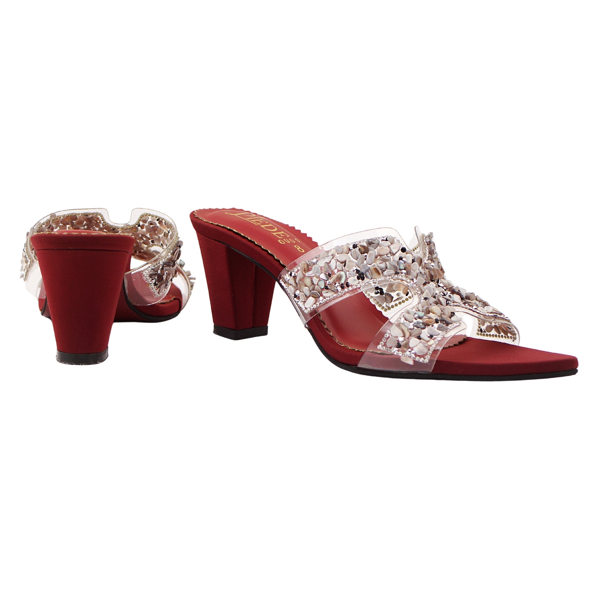 Maroon Stone-Embellished Heels