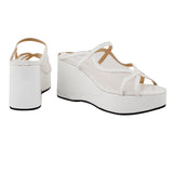 White Noir Mesh Wedges