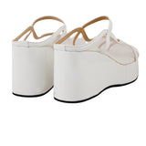 White Noir Mesh Wedges