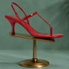 Red T-Strap Heeled Sandals