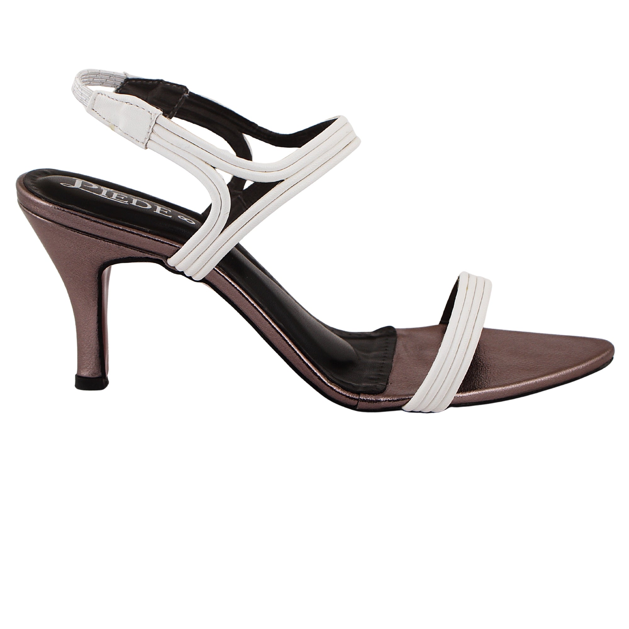 Grey White Strappy French Heel